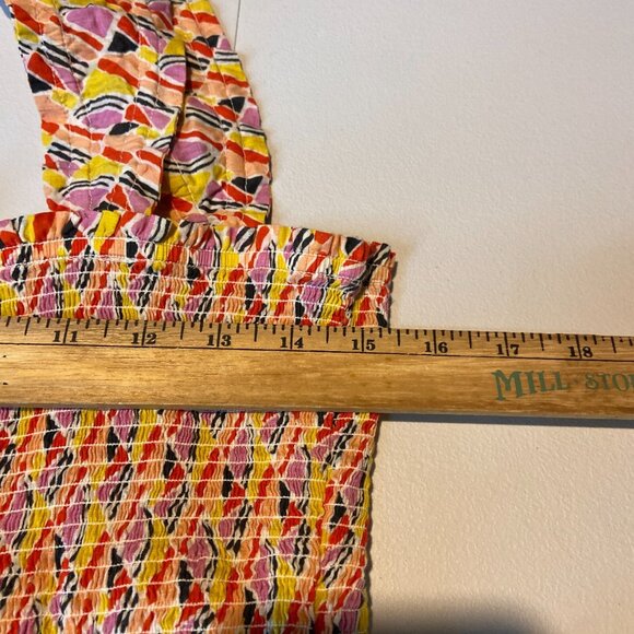 Anthropologie Maeve Women M Fitted Smocked Tank Top Colorful Cropped Summer Fun - Picture 6 of 8